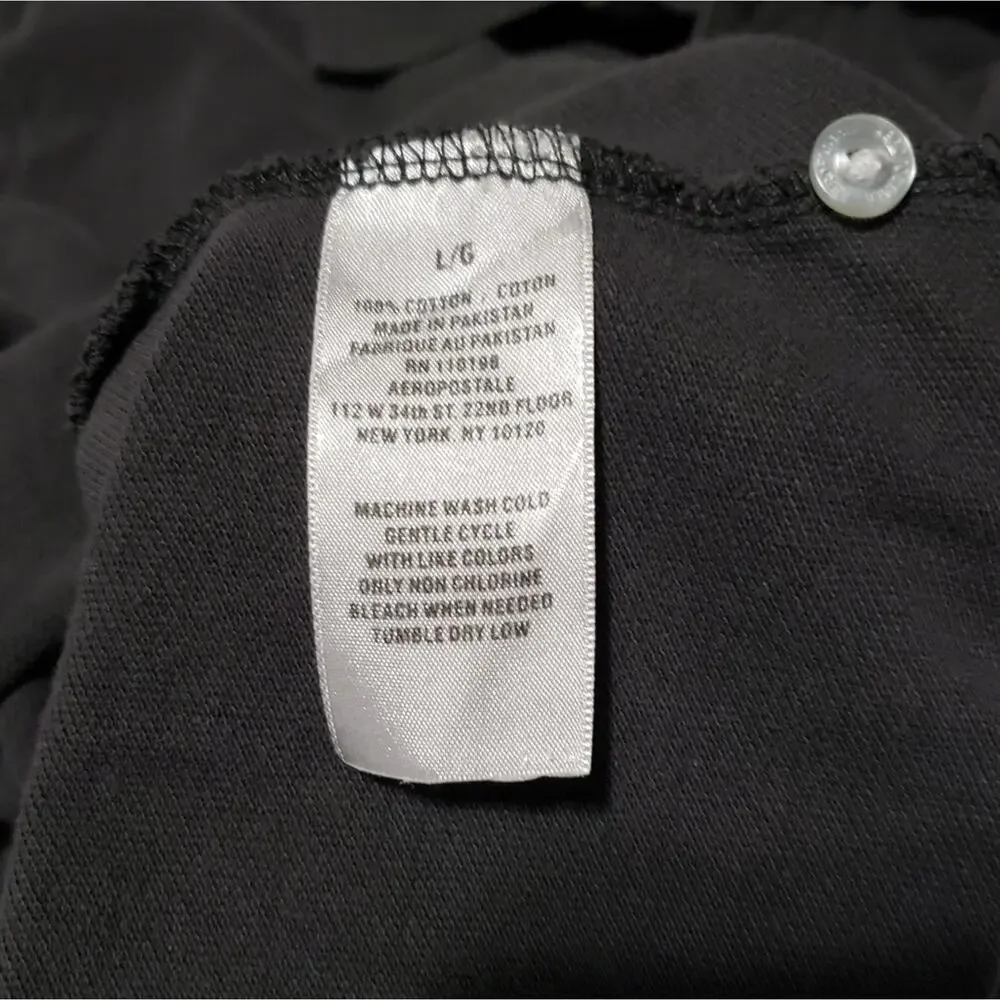 Aeropostale Distressed Regular Fit Dark Grey Short Sleeve Golf Polo L - Picture 6 of 8